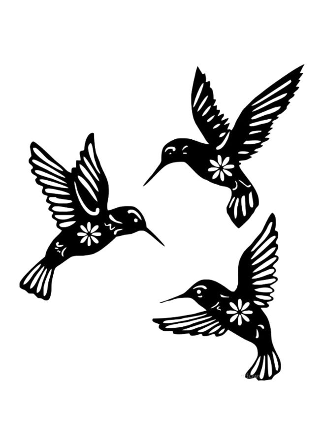 3 Flying Woodpeckers Wooden Wall Art – Black